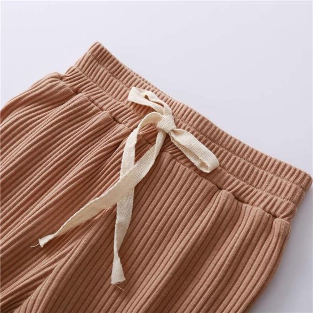 Baby Knitted Cotton Long Sleeve Romper Long Pants Solid Color Fall Winter Outfit - Picture 5 of 8